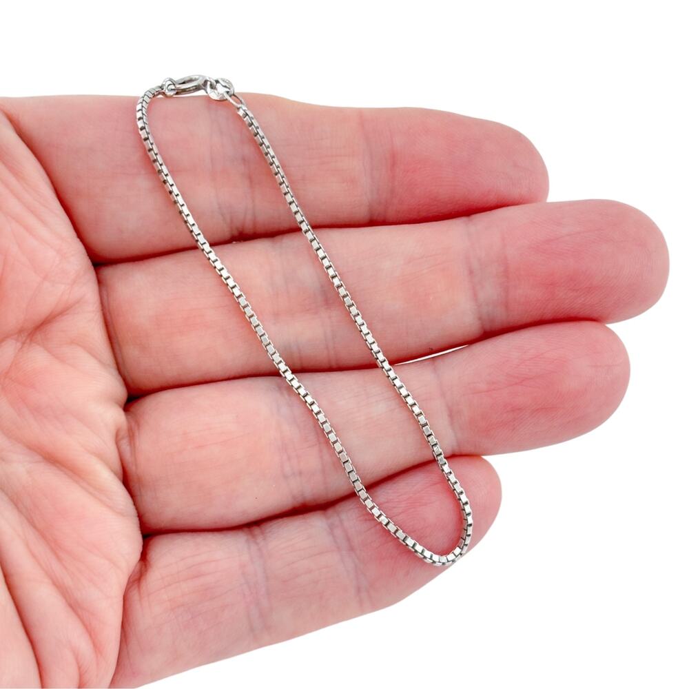 Vintage Italy Sterling Silver 925 Box Chain Bracelet 7"